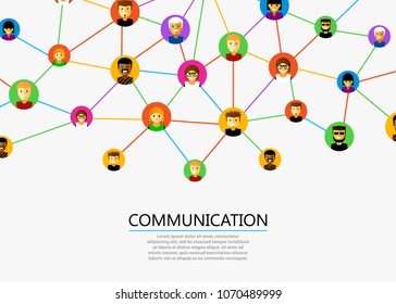 Abstract social network scheme, which contains people icons connected to each other. Vector illustration