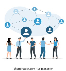 Abstract social network scheme, which contains people icons connected to each other. Vector illustration