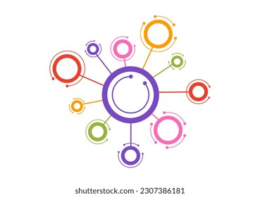 Abstract Social Network Vector Illustration with Polygonal Circles Shapes, Molecules Technology and Connecting Dots or Lines in Hand Drawn Templates