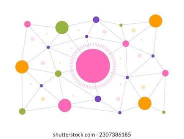 Abstract Social Network Vector Illustration with Polygonal Circles Shapes, Molecules Technology and Connecting Dots or Lines in Hand Drawn Templates