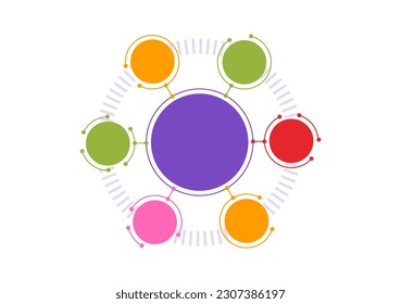 Abstract Social Network Vector Illustration with Polygonal Circles Shapes, Molecules Technology and Connecting Dots or Lines in Hand Drawn Templates