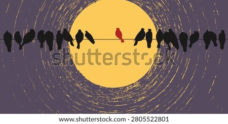 abstract society being alone, standing out from the crowd, leadership quality, ordinary, vision be different, unique personality, mental health and loneliness.