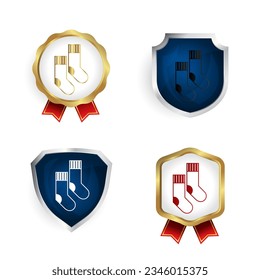 Abstrakte Socken-Badge- und Label-Kollektion, kann für Geschäftsdesigns, Präsentationen oder alle geeigneten Designs verwendet werden.