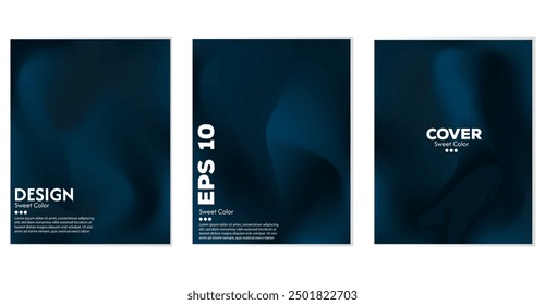 Diseño de cubierta de fondo Abstractas y suave. Conjunto de elegantes carteles degradados azul oscuro. Luz Abstractas, en EPS 10
