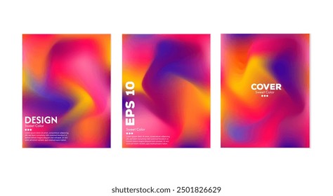 Diseño de cubierta de fondo Abstractas y suave. Conjunto de coloridos carteles degradados. brillante elegante abstracto, en eps 10