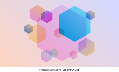 ABSTRACT SOFT BACKGROUND WITH HEXAGON GEOMETRIC SHAPES GRADIENT COLORFUL DESIGN VECTOR TEMPLATE GOOD FOR MODERN WEBSITE, WALLPAPER, COVER DESIGN