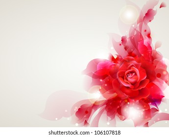 Abstract  soft  background with red rose