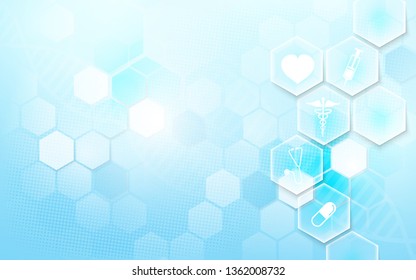 Abstract soft blue geometric background. Medicine and science concept . Medical Icons