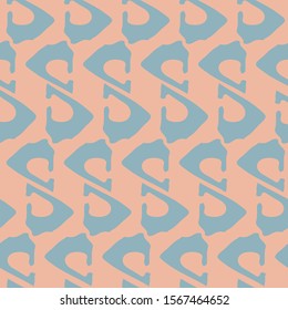 Abstract soft blue geometric design made with tribal triangles. Loose wicker weave effect. Seamless vector pattern on pink background. Great for wellness, fabric, packaging, stationery, texture