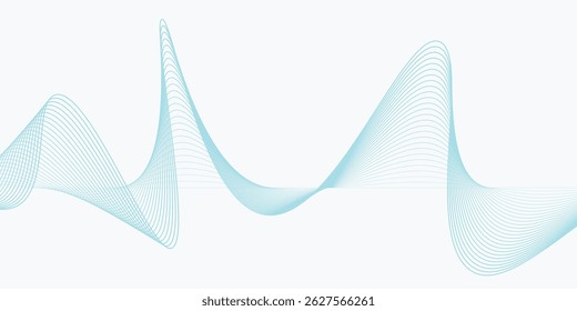 Fundo abstrato das linhas curvas das ondas brilhantes de cor azul suave. Equalizador de faixa de frequência digital. Vetor Eps10