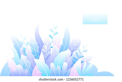 abstract soft blue gradient colored leaves twigs texture banner