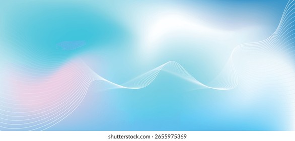 Abstract Soft Blue and Pink Gradient Wave Background