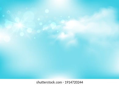 abstract soft blue sky and white clouds blurred gradient background, vector illustration