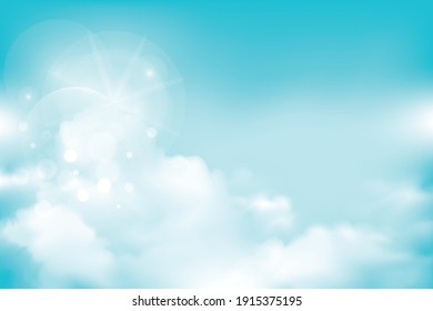 abstract soft blue sky and white clouds blurred gradient background, vector illustration