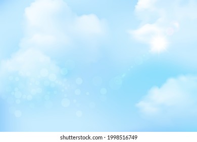 abstract soft blue sky and white clouds blurred gradient background, vector illustration