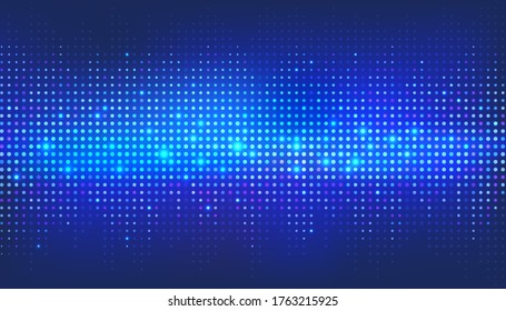 Abstract soft blue sound wave composed by round dots set against a dark background. Digital streaming background. Plexus stream background. Big Data technology, vector illustration