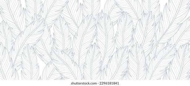 Abstract soft blue vector background with feathers. Background for decor, covers, text, cards and presentations