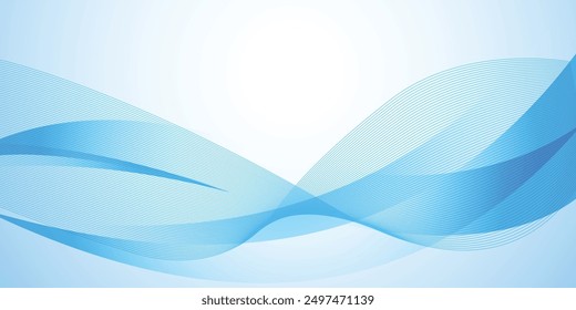 Abstract soft blue wave background design. Banner design blue background for text and message board vector illustrations. Abstract technology background.