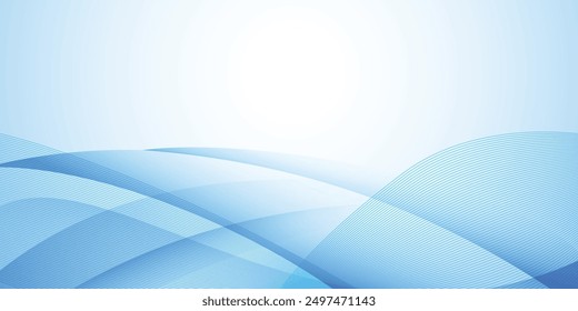 Abstract soft blue wave background design. Banner design blue background for text and message board vector illustrations. Abstract technology background.