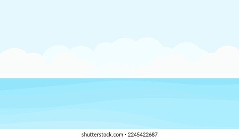 Abstract soft blue wave, white cloud on blue sky background vector illustration.