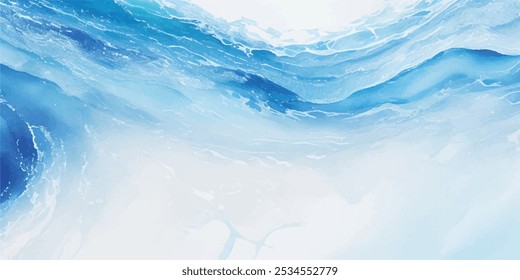 abstrakte weiche blaue und weiße abstrakte Wasserfarbe Ozean Welle Textur Hintergrund. Banner Graphic Resource als Hintergrund für Meereswelle und Wasserwelle abstrakte Grafiken	