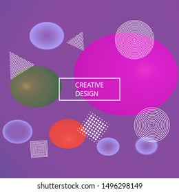 Abstract soft color background. Fluid backdrop with colored bubbles and white shapes. Vector illustration elements. Violet modern screen effective design for user interface.