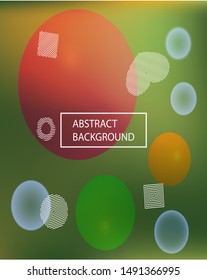 Abstract soft color background. Futuristic backdrop with colored bubbles and white shapes. Vector illustration texture. Green modern screen effective design for user interface.