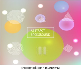 Abstract soft color background. Liquid backdrop with colored bubbles and white shapes. Vector illustration vintage. Pink modern screen effective design for user interface.