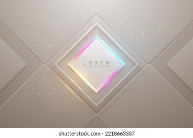 Abstract soft color background with neon light frame