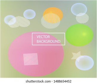 Abstract soft color background. Vector illustration concept. Futuristic backdrop with colored bubbles and white shapes. Green modern screen effective design for user interface.