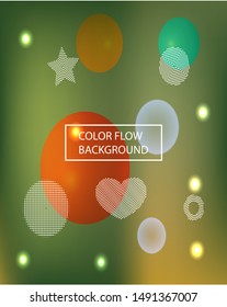 Abstract soft color background. Vector illustration elements. Vibrant backdrop with colored bubbles and white shapes. Green modern screen effective design for user interface.