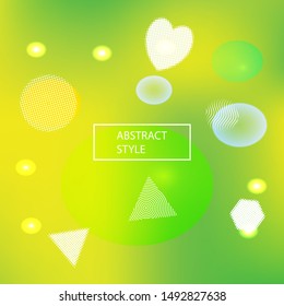 Abstract soft color background. Vector illustration texture. Original backdrop with colored bubbles and white shapes. Green modern screen effective design for user interface.