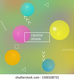 Abstract soft color background. Vector illustration concept. Light backdrop with colored bubbles and white shapes. Yellow modern screen effective design for user interface.