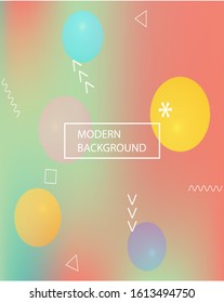 Abstract soft color background. Vector illustration texture. Dynamic backdrop with colored bubbles and white shapes. Yellow modern screen effective design for user interface.