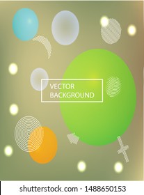 Abstract soft color background. Vibrant backdrop with colored bubbles and white shapes. Vector illustration space. Green modern screen effective design for user interface.