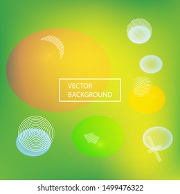 Abstract soft color background. Vibrant backdrop with colored bubbles and white shapes. Vector illustration art. Green modern screen effective design for user interface.