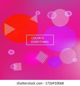 Abstract soft color background. Vibrant backdrop with colored bubbles and white shapes. Vector illustration space. Red modern screen effective design for user interface.