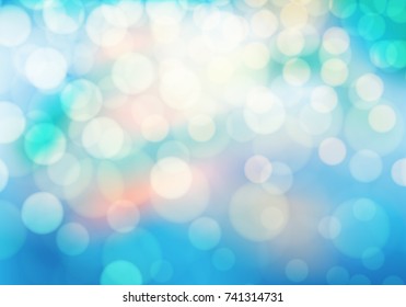 Abstract soft colors bokeh on blue background vector illustration.