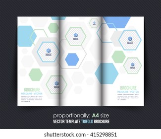 Abstract Soft Colors Hexagon Elements Tri-fold Design and Brochure, Catalog Template