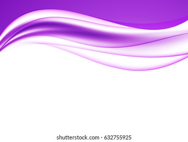 Abstract soft design background with bright elegant purple wavy lines in dynamic smooth style. Vector illustration