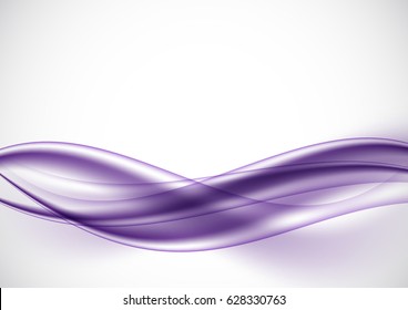 Abstract soft design background with purple wavy lines in dynamic smooth style. Vector illustration