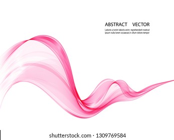 Abstract soft design pattern with pink wavy lines in elegant dynamic style on white background. Pink waves, vector illustration.