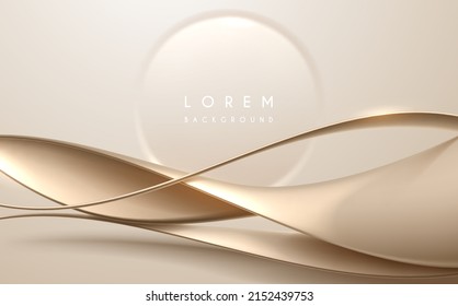 Abstract soft gold waved shapes bakground