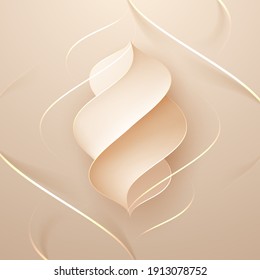 Abstract soft golden waves shapes background