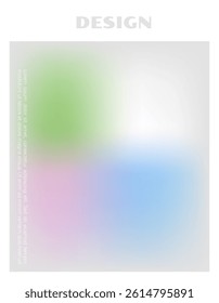 Abstract soft gradient background featuring blended green, blue, pink, and white hues with subtle text, minimalistic style on a white backdrop. Vector illustration