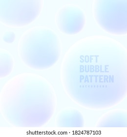 Abstract soft gradient colorful bubble pattern design on white background. Modern hologram color template. Futuristic tech concept. Vector illustration 