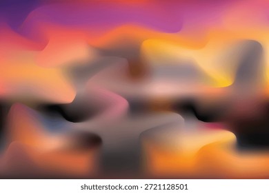 Abstractas composición de gradientes suaves con colores cálidos vibrantes como el rosa, el naranja y el amarillo, que evoca una atmósfera de ensueño similar a la puesta de sol.