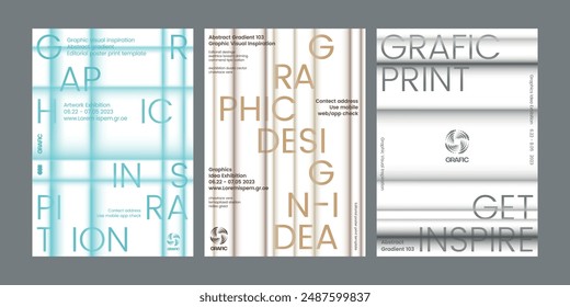 Abstract soft gradient poster templates set graphic design exhibition annual brochure cover banner flyer printing visual art creative modern clean simple layout unique editorial a4 line square