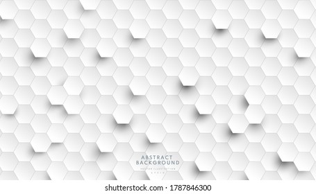 Abstract soft gray 3D on white paper with hexagon background. Modern geometric pattern. You can use for cover template, poster, banner web, flyer, print ad. Vector illustration