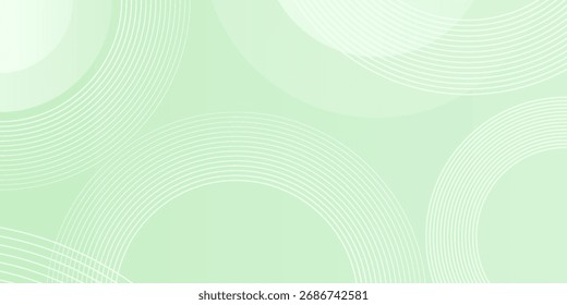 Abstract soft green background. White and green gradient color. Minimalist circles line and shapes trendy. Modern tone circle. Futuristic vector illustration.